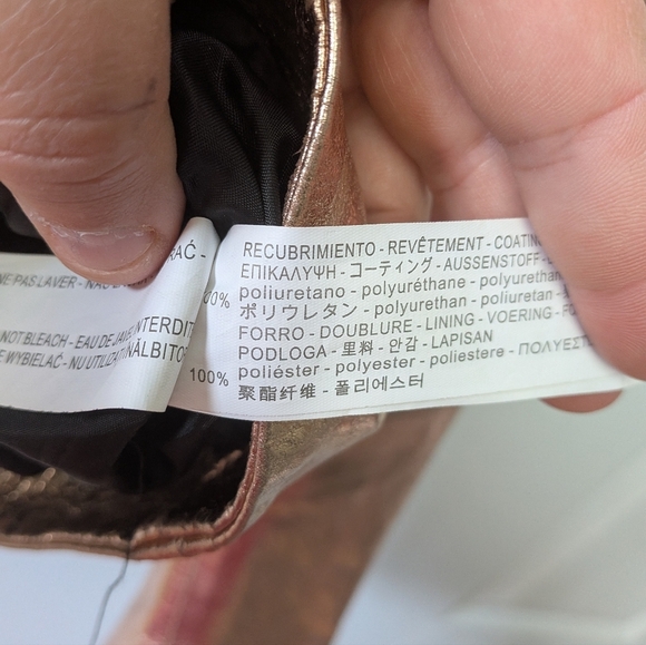 ZARA Women Jacket Simili Leather Size XL Pink Glossy Color Bikercore Style - Picture 7 of 11